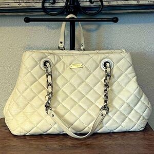 Beautiful and so chic! kate spade off white leather med handbag.